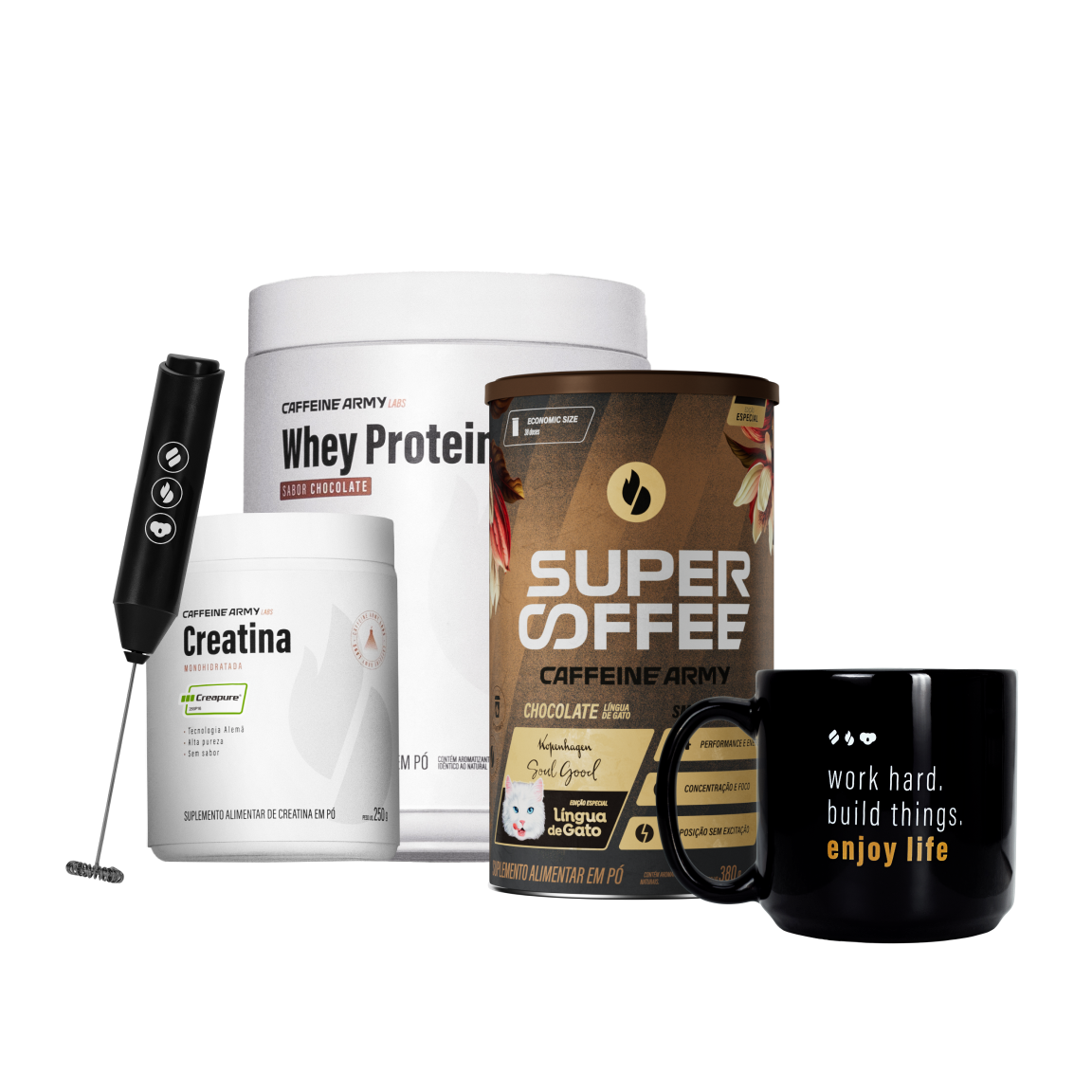 Whey Protein, Creatina e SuperCoffee