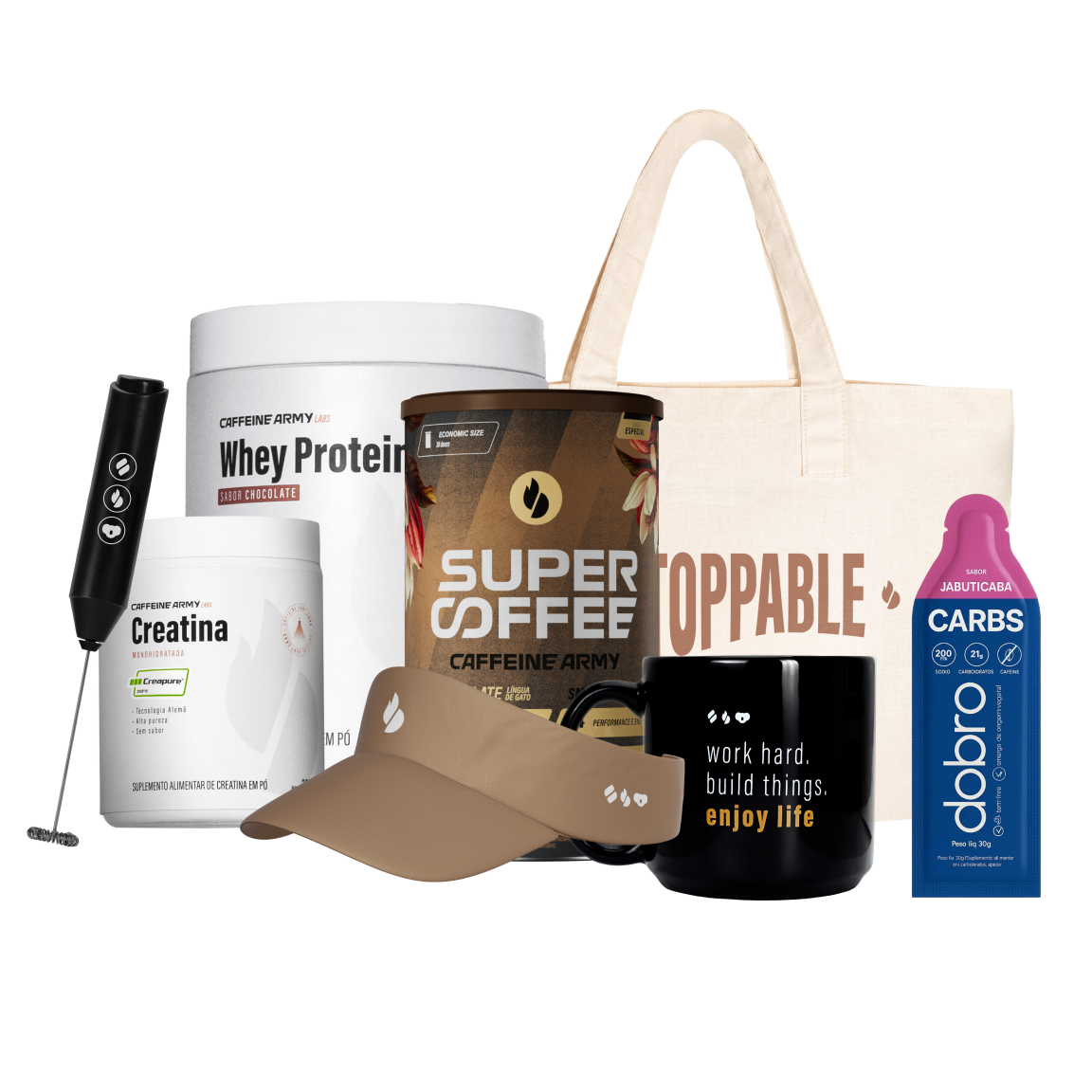 Whey Protein, Creatina e SuperCoffee