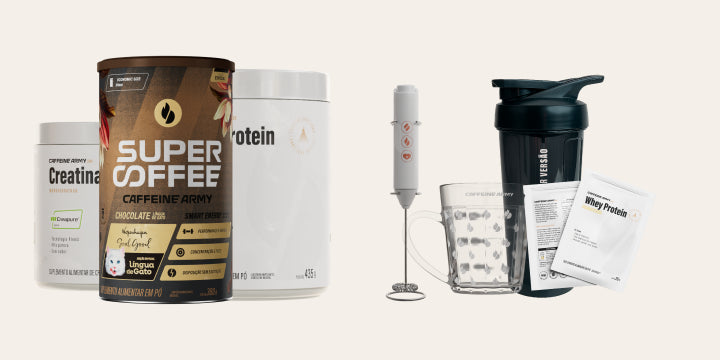 Whey Protein, Creatina e SuperCoffee