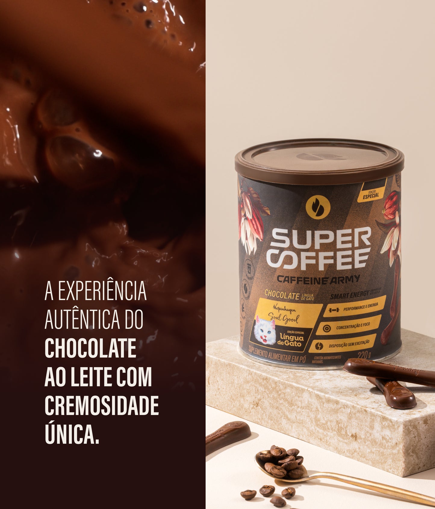 SuperCoffee Chocolate Língua de Gato 220g