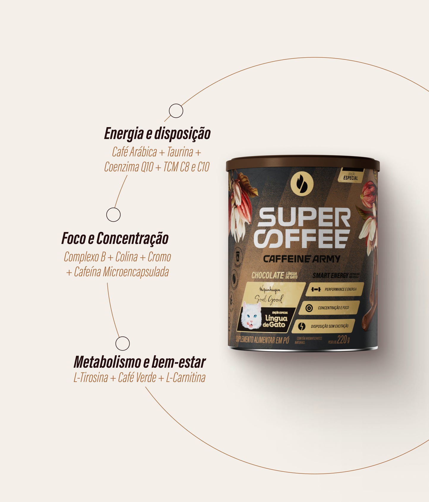 SuperCoffee Chocolate Língua de Gato 220g
