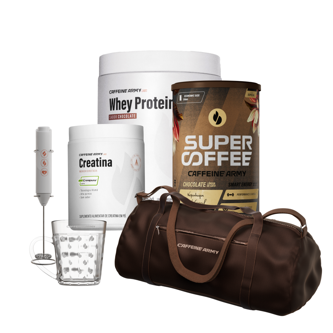Whey Protein, Creatina e SuperCoffee