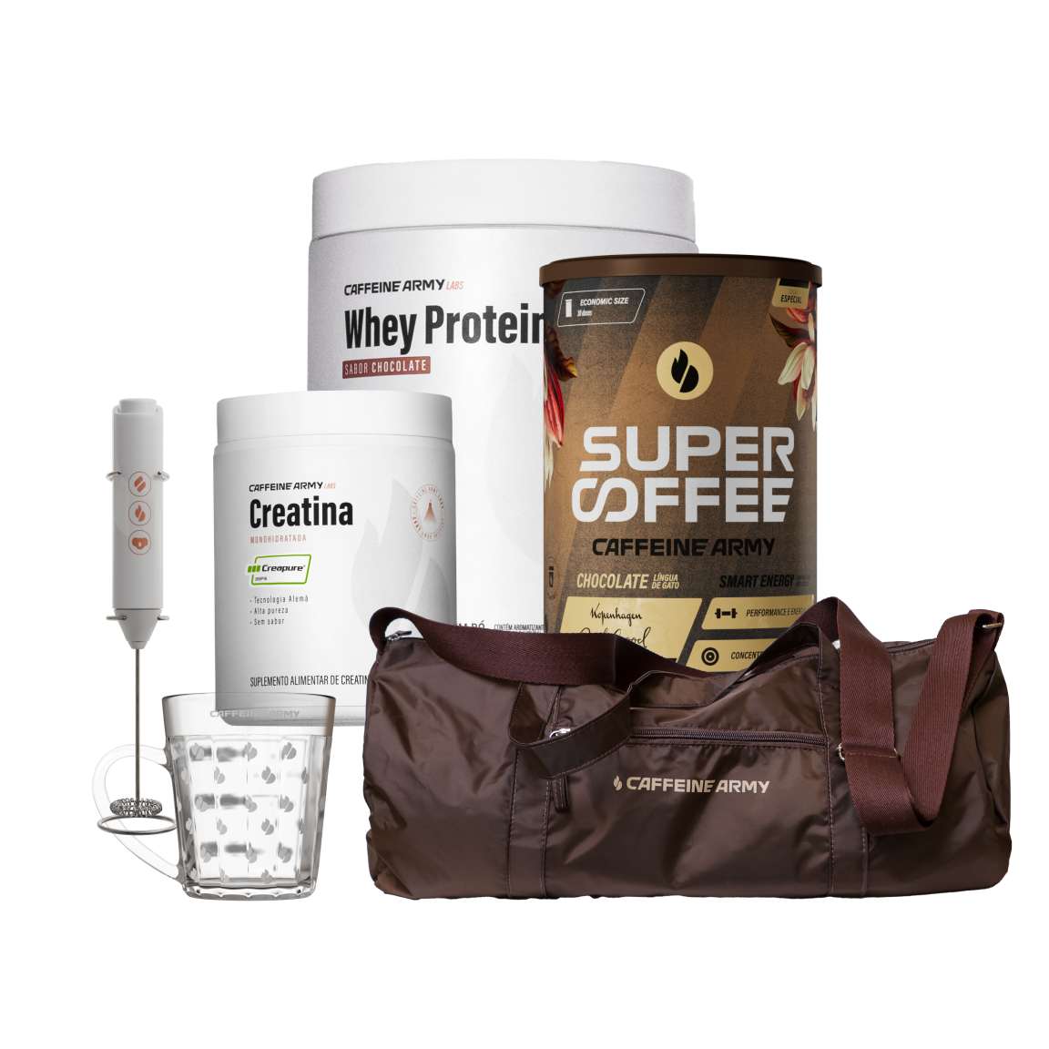 Whey Protein, Creatina e SuperCoffee