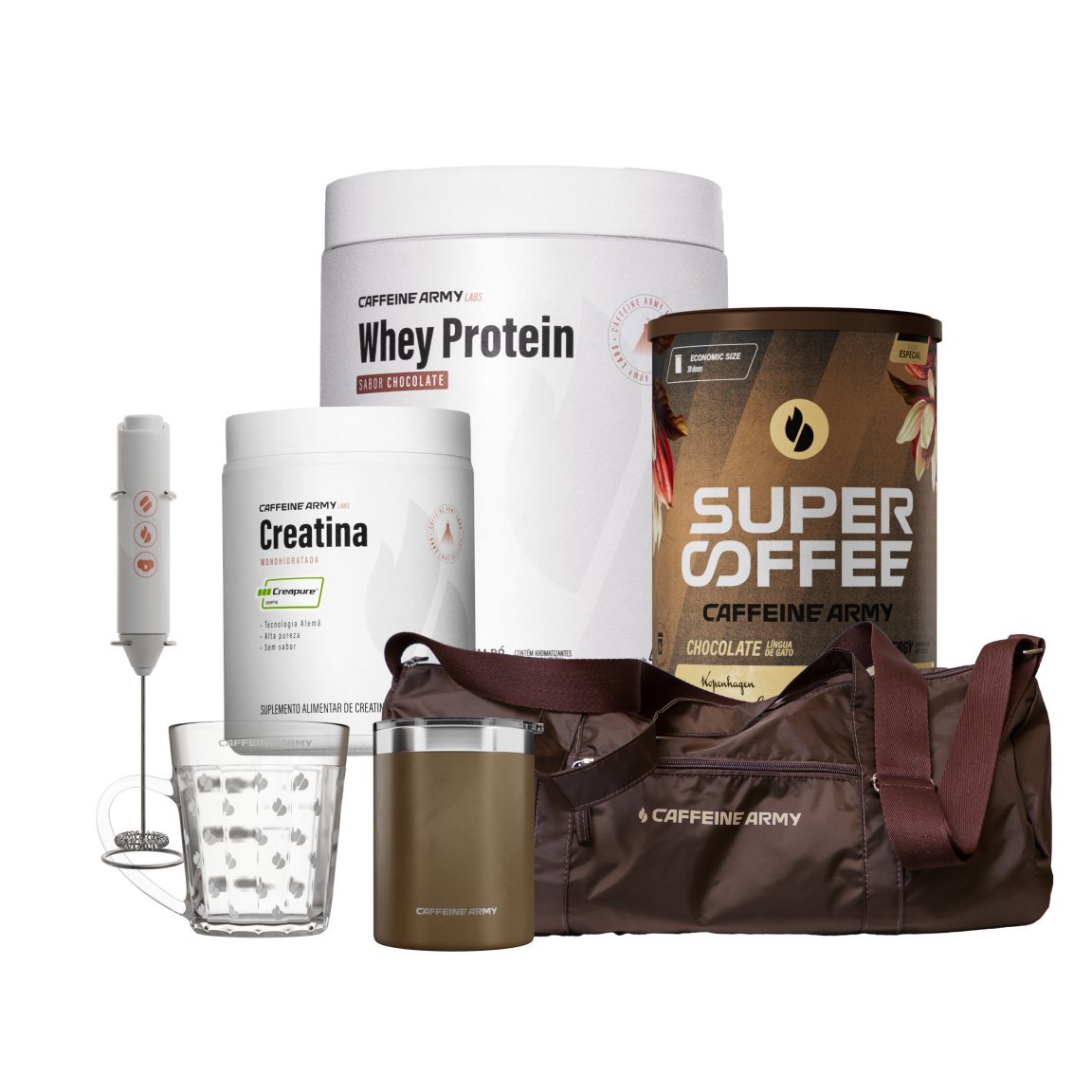 Whey Protein, Creatina e SuperCoffee