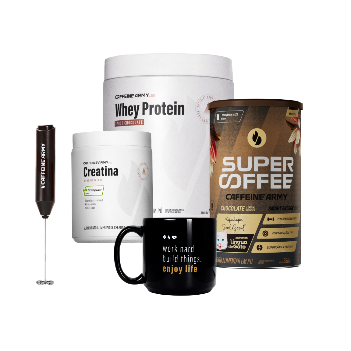 Whey Protein, Creatina e SuperCoffee