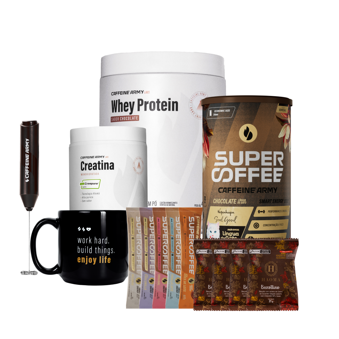 Whey Protein, Creatina e SuperCoffee