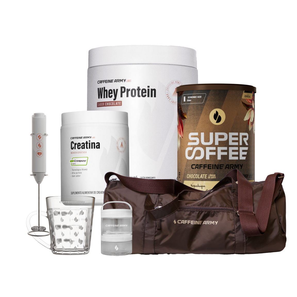 Whey Protein, Creatina e SuperCoffee