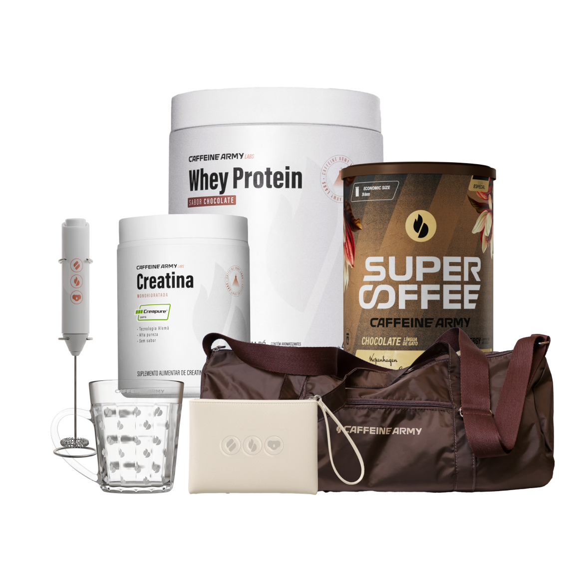 Whey Protein, Creatina e SuperCoffee